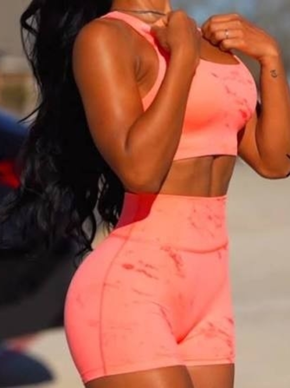 Women's Bombshell sportswear Coral Pink Marble Shorts BNWT medium